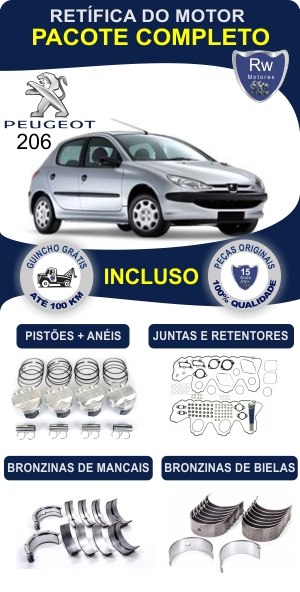 Retífica de motor Peugeot 206 peças originais pacote completo Rw motores